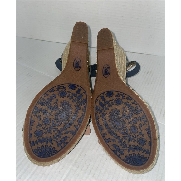Sofft Sandals Women’s 10M Blue Espadrille Wedge Suede High Heel‎ Floral Shoes - Picture 13 of 13